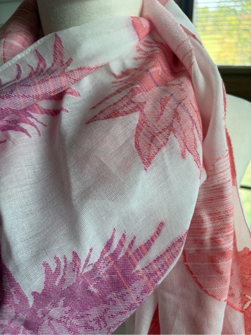 Talbots Pink Pineapple Patterned Scarf